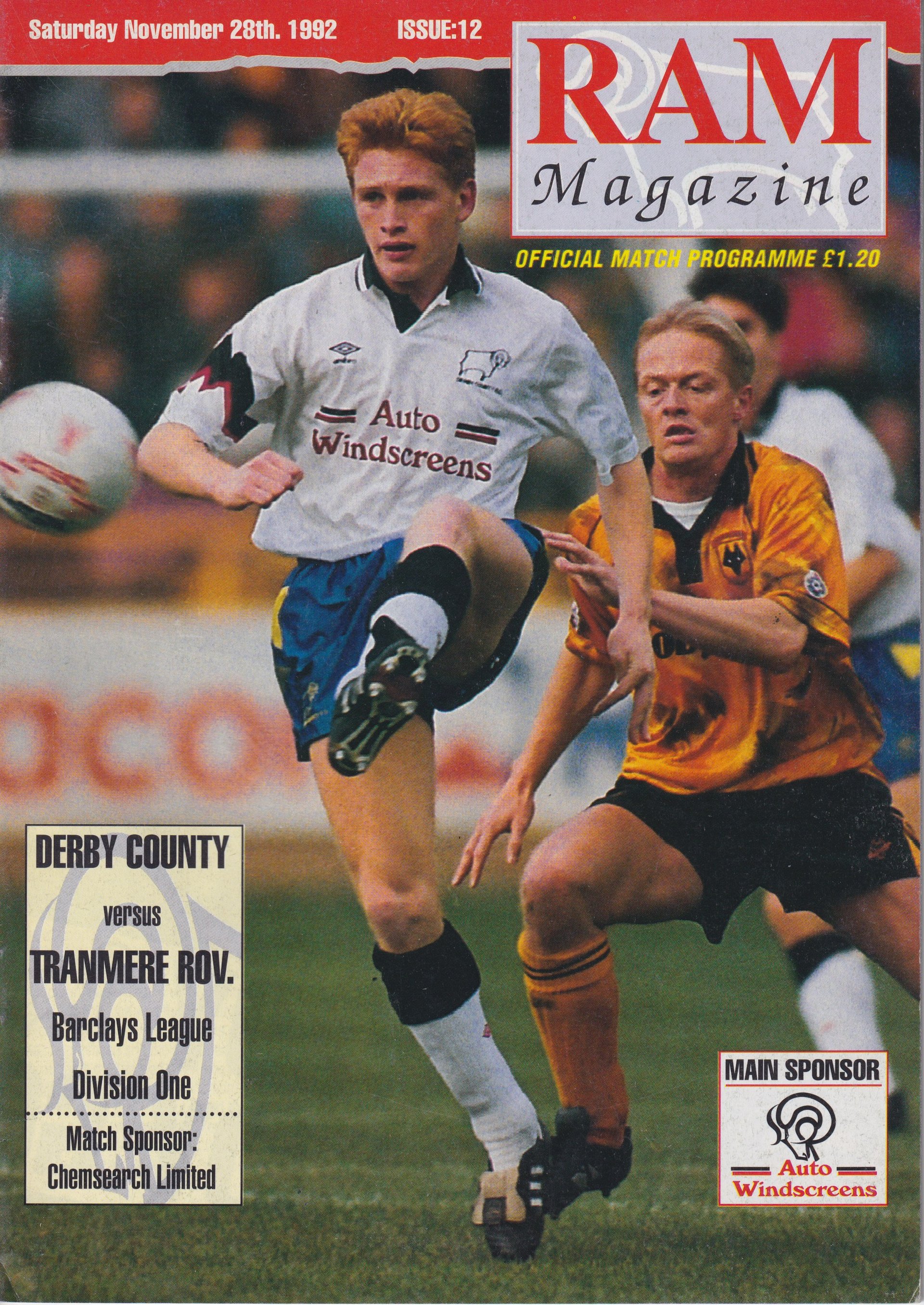 Derby County v Tranmere Rovers match programme